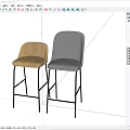 Modern Grey and Yellow Bar Stools with Black Metal Frames and Upholstered Seats