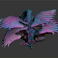 Colorful Winged Dragon Mythical Creature Sculpture On Intricate Tree Base