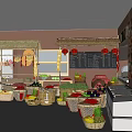 Modern Restaurant Open Kitchen Interior With Fresh Produce Display And Counter