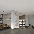 Chinese Style Store Interior With Display Cabinets Tea Sets Tables Chairs And Decorative Paintings