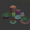 Minimalist Gray Ceramic Household Dinnerware Set Including Kettle Bowls Cups And Plates