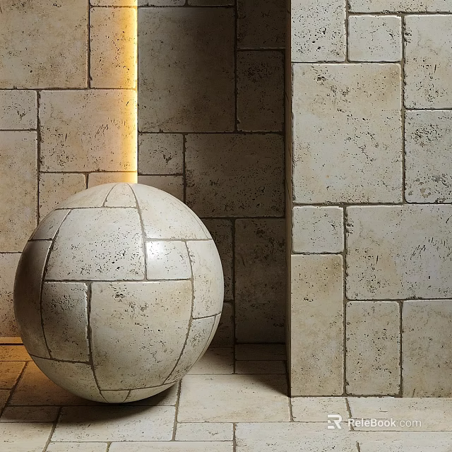 Travertine Stone Architectural Components Featuring Spherical Form And Square Tiled Texture 3d model 