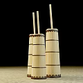Bamboo Toothpick Holders Set For Practical Household Storage With Decorative Design 3d model