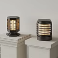 Outdoor Lights With Square And Cylindrical Design Lattice Pattern And Warm Illumination