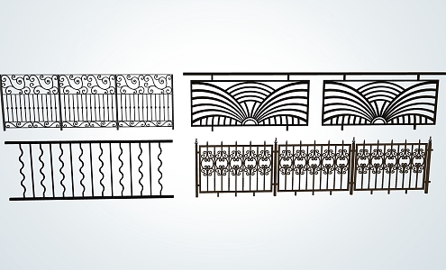 Modern Railing Iron Railing 3d model