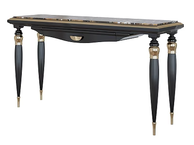 Elegant Black and Gold Table with Ornate Legs and Polished Top Surface Design 3d model