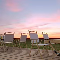 Garma Bar With Neon Sign Circular Swing Wooden Structure And Sunset Backdrop