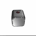 Black Textured Portable Electronic Device With Red Circular Component And Sleek Design