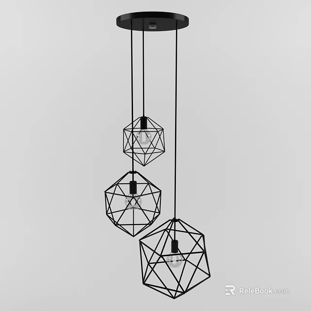 Modern Geometric Pendant Lights With Metal Frame Design For Interior Decor 3d model