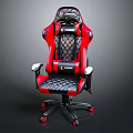 Red And Black Ergonomic Gaming Chair With Diamond Stitch Pattern And Adjustable Armrests