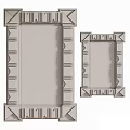 Large And Small Mirrors With Intricate Geometric Frame And Textured Border Design