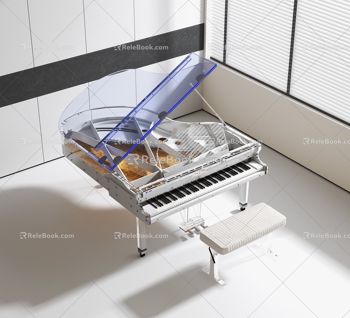 Acrylic Piano Modern Piano 3d model