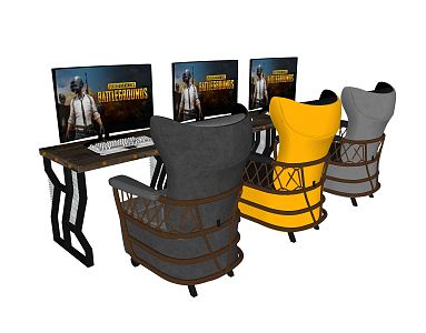 Industrial LOFT Computer Desk Computer Tables and Chairs 3d model