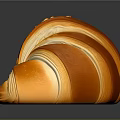 Golden Buttery Flaky Croissant With Shiny Layered Texture On Black Surface