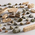 Natural Wood and Stone Collection with Various Shapes Different Colors and Textures