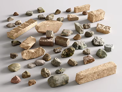 Natural Wood and Stone Collection with Various Shapes Different Colors and Textures 3d model