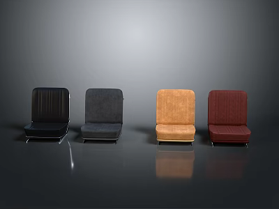 Stylish Chairs in Black Dark Gray Orange Burgundy With Metal Legs Backrests And Seats 3d model