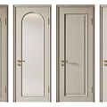 Modern Interior Hinged Doors With Glass Panels Wooden Texture And Gold Handles