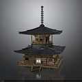 Traditional Wooden Pagoda Architecture With Multi Tiered Dark Tiled Roof And Wooden Structure