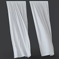 Soft White Curtains Lightweight Flowy Draped Fabric For Interior Room 3d model