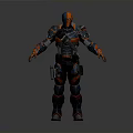 Detailed Armored Character With Orange Blue Tactical Armor And Standing Pose Design