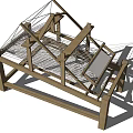 Industrial Equipment With Wooden Frame And Metal Mesh Support Structure