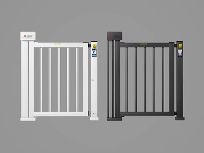 Modern Sliding Automatic Security Gates in White and Black Color Design Structure 3d model