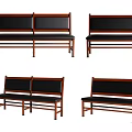 Sturdy Public Benches With Wooden Frame And Black Seats For Public Spaces