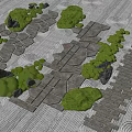 Garden Stepping Stones Path With Green Moss And Natural Stone Landscape