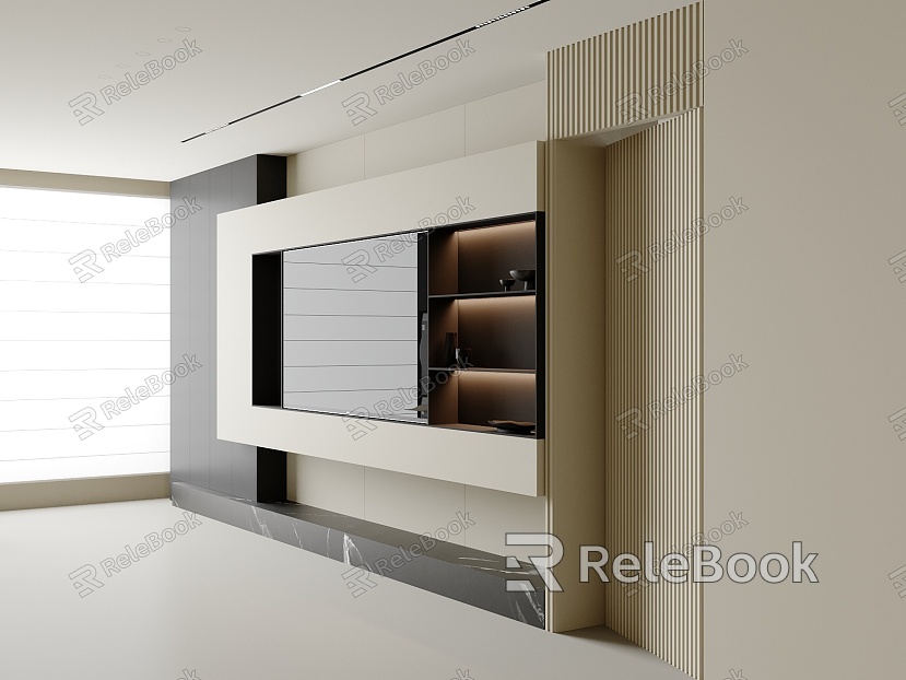 Modern TV background wall TV background wall cabinet model