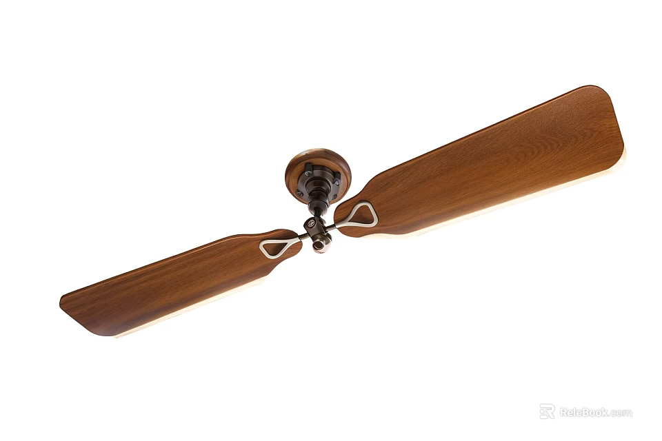 Vintage Wooden Ceiling Fan With Brown Blades And Classic Design 3d model 