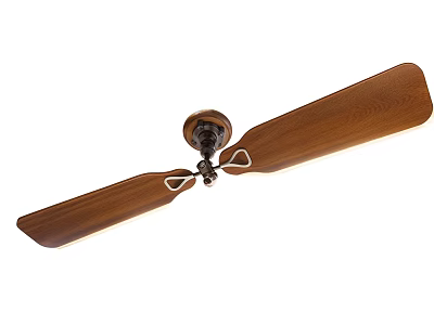 Vintage Wooden Ceiling Fan With Brown Blades And Classic Design 3d model