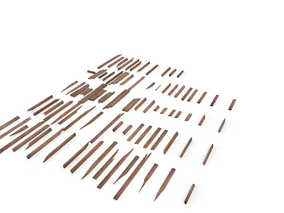 Various Brown Carving Tools Arranged On White Background For Craft Use 3d model