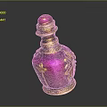 Hand Carved Pink Sculpture Bottle With Red Cap Golden Decorations And Intricate Patterns