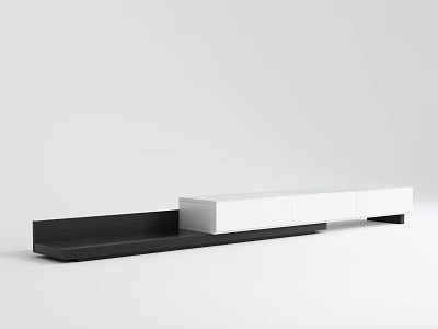 Modern Black and White TV Stand Design With Sleek Storage Cabinets 3d model
