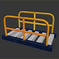 Yellow Metal Guardrail Structure With Blue Base And Gray Planks Design