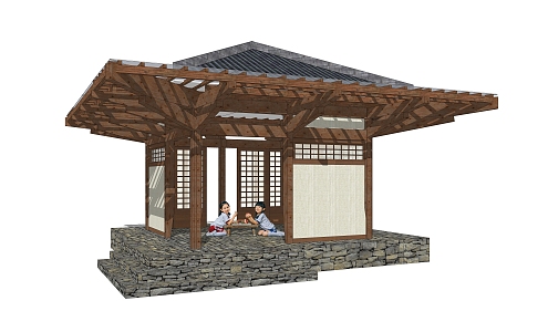 Japanese-style pavilion 3d model