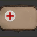 Brown Leather First Aid Kit With Red Cross Symbol And Metal Buckle