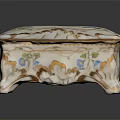 Floral Decorative Porcelain Box With Blue Flower Patterns Gold Accents And Carved Legs