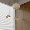 Elegant Pendant Lights Hanging In Room With Wooden Wall And Window Blinds