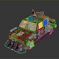 Rusty Modified Apocalyptic Car With Spikes Metal Grill And Exhaust Pipes