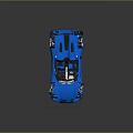 Blue Convertible Sports Car With Black Seats Spoiler And Silver Wheels