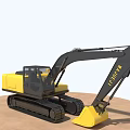 Yellow Black Construction Excavator Utility Vehicle With Tracks And Heavy Duty Bucket Design