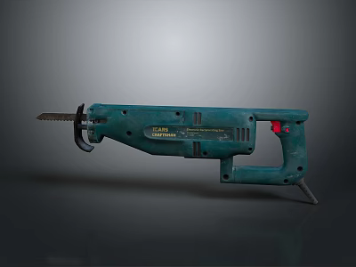Teal Colored Electric Reciprocating Saw With Master Brand And Sharp Blade Design 3d model