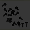Scattered Hardware Tools Bolts on Black Background with Various Sizes Shapes and Reflections 3d model
