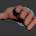 Red Human Hand Organ Displayed With Blue Cuff On Dark Surface Background 3d model