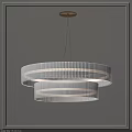 Modern Double Layer Ribbed Glass Chandelier With Gold Metal Hanging Design For Interior Lighting