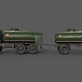 Green Heavy Duty Multi Wheel Tanker Truck With Trailer For Fuel Transportation