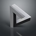 3D Impossible Triangle Shape With Silver Black Design And Reflective Surface On Dark Background