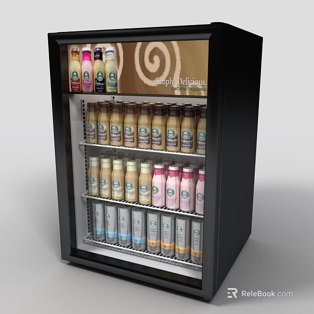 Refrigerator With Organized Shelves Holding Assorted Bottled Drinks Simply Delicious 3d model 